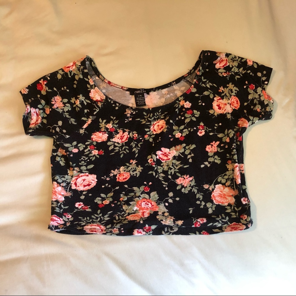 Rose flower floral crop top size:L\XL